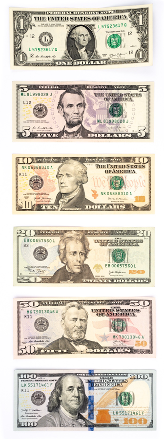 US Currency - US Dollars Front Facing
