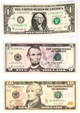 US dollar banknotes consist of $1, $2, $5, $10, $20, $50 & $100
