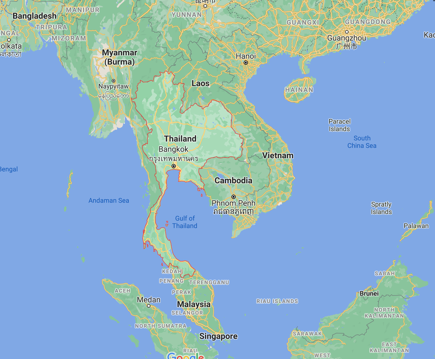 Thailand Map Where can I use my Thai Baht?