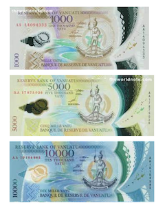 Vanuatu Vatu banknotes consist of 200VT, 500VT,  1000VT, 2000VT, 5000VT and 10000VT