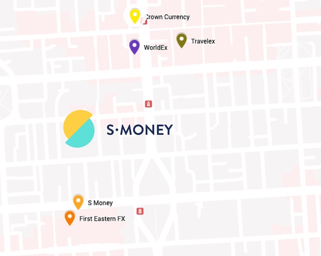 Adelaide CBD Currency Exchange Map