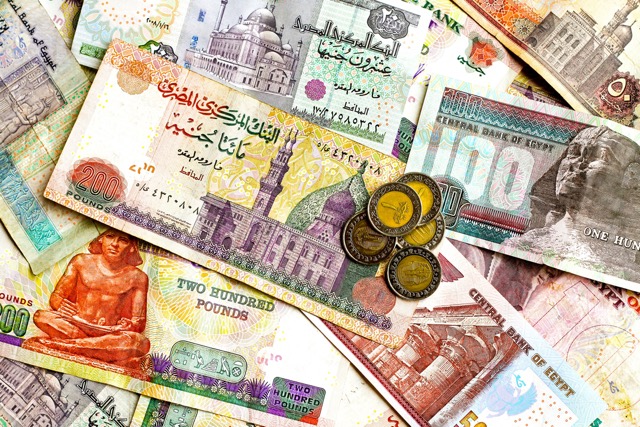 Egyptian Pound banknotes and coins