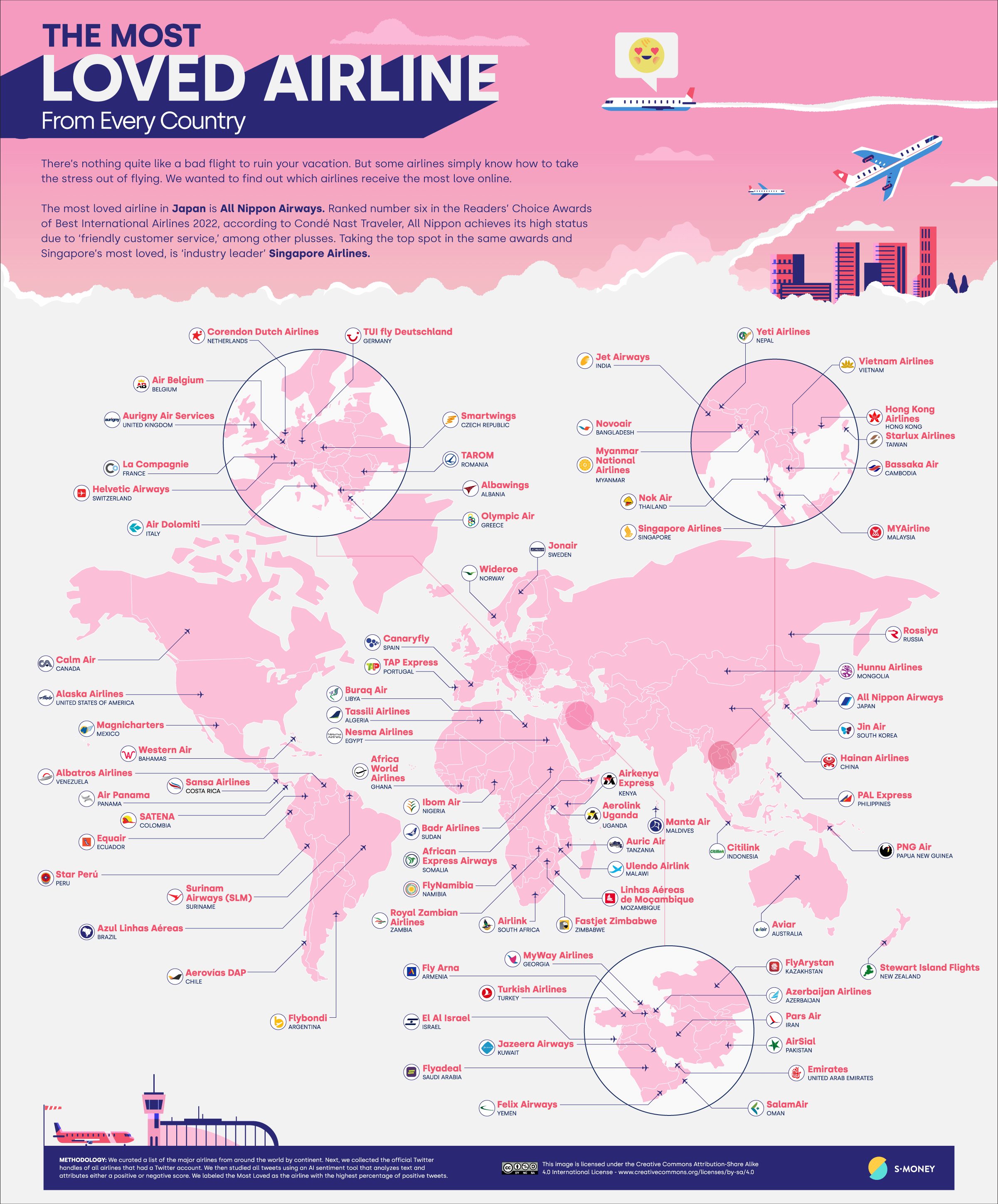 The Most loved airlines map