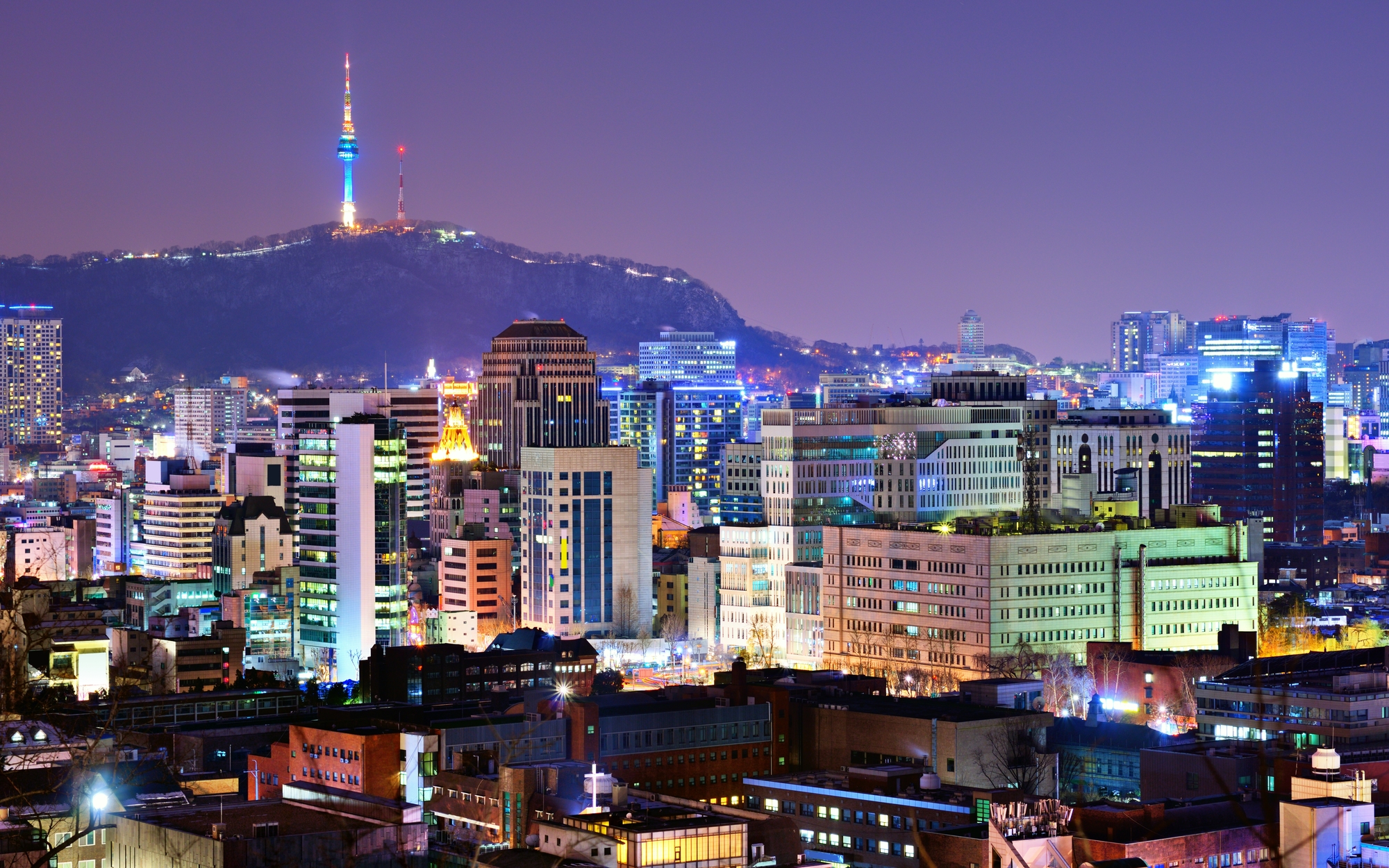 View of Seoul, South Korea at night.
