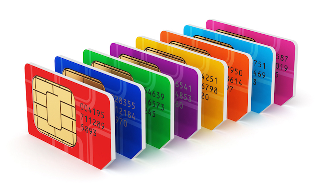 group of coloured sim cards