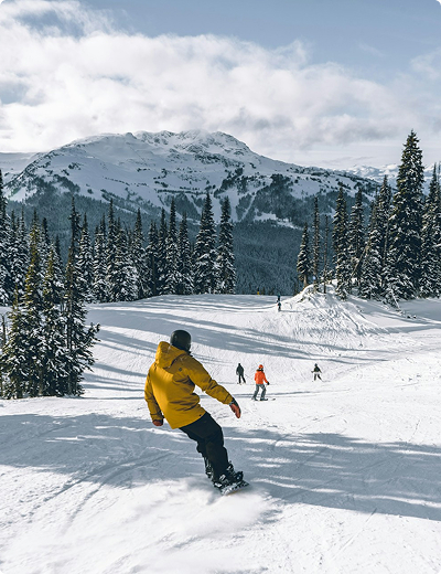 <span>Virtual cards</span> for online and in-store use Man skiing in Canada on holiday