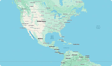 Map of North and Central America with Caribbean Nations Political map of North and Central America with Caribbean nations, highlighting borders, cities, and oceans.